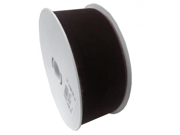 50mm tasiemka aksamitka cena za 1m BRĄZOWY CZEKOLADA 215 francuska welur