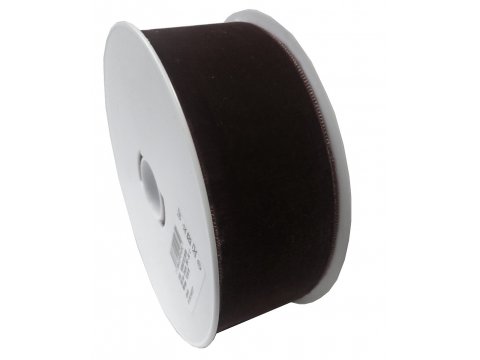 50mm tasiemka aksamitka cena za 1m BRĄZOWY CZEKOLADA 215 francuska welur