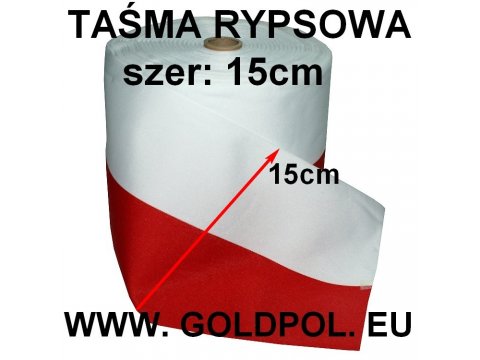 Ryps 10cm BIAŁO-CZERWONY cena za HURT 50m taśma orderowa na wstęgi