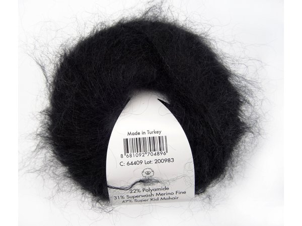 SUPER KID MOHAIR włóczka Gazzal 9 CZARNY cena za 25g 237m moher na szale estońskie sklep internetowy z włóczkami  goldpol