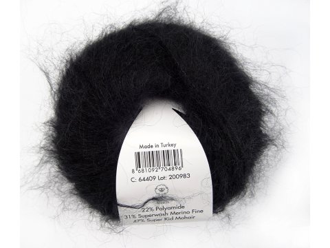 SUPER KID MOHAIR włóczka Gazzal 9 CZARNY cena za 25g 237m moher na szale estońskie sklep internetowy z włóczkami  goldpol