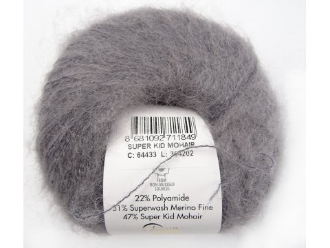 SUPER KID MOHAIR włóczka Gazzal 33 SZARY cena za 25g 237m moher na szale estońskie tania włóczka Warszawa