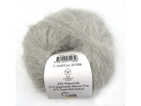 SUPER KID MOHAIR włóczka Gazzal 34 SZARY cena za 25g 237m moher na szale estońskie najtańsze włóczki Warszawa