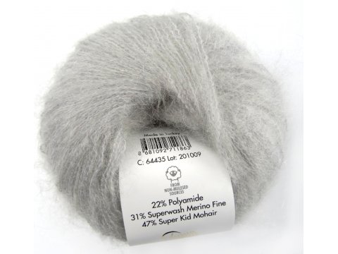 SUPER KID MOHAIR włóczka Gazzal 35 SZARY cena za 25g 237m moher na szale estońskie hurtownia włóczek Warszawa