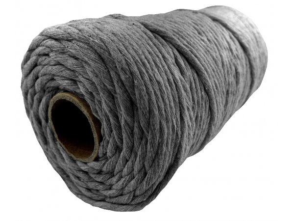 Sznurek bawełniany 3mm 8 GREY SZARY 1PLY 100m  skręcany sklep ze sznurkami Warszaw