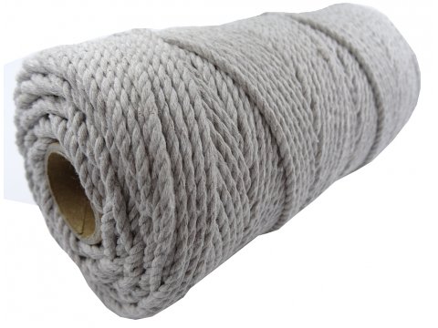 Sznurek bawełniany 3mm 3PLY 100m 6 LIGHT GREY  potrójnie skręcany sklep ze sznurkami Warszawa