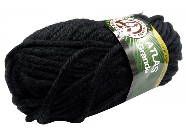 ATLAS GRANDE 200g 999 CZARNY gruba włóczka MTP Madame Tricote hurtownia włóczek tureckich