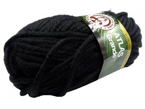 ATLAS GRANDE 200g 999 CZARNY gruba włóczka MTP Madame Tricote hurtownia włóczek tureckich