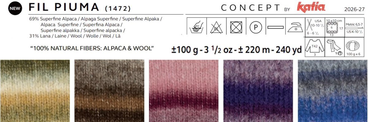 Włóczka Katia Fil Piuma 100g Merino Alpaca | GOLD-POL Warszawa
